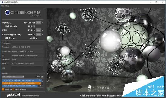 CINEBENCH R15测试结果