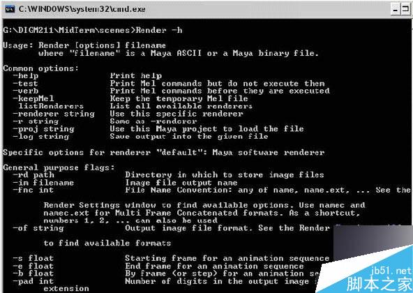 用DOS命令进行MAYA渲染 脚本之家 MAYA材质灯光