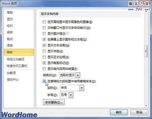 在草稿和大纲视图中使用草稿字体