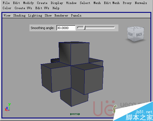 MAYA Polygons建模Edit Mesh命令集详解解释 脚本之家 MAYA建模教程3-extrude-face-smoothing-angle.gif