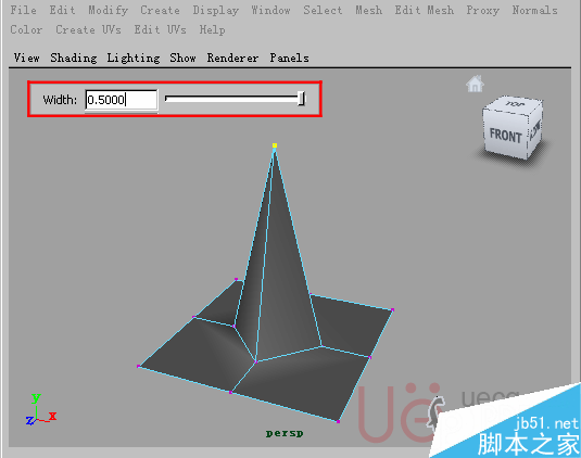 MAYA Polygons建模Edit Mesh命令集详解解释 脚本之家 MAYA建模教程11-Extrude-Vertex-Width.gif