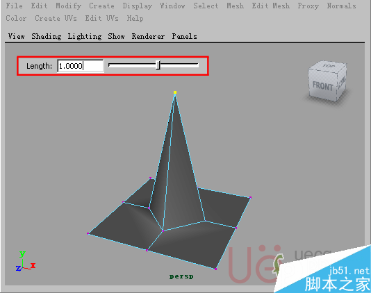 MAYA Polygons建模Edit Mesh命令集详解解释 脚本之家 MAYA建模教程12-Extrude-Vertex-Length.gif