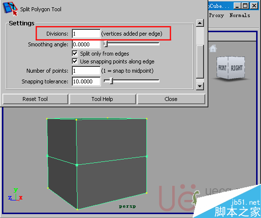 MAYA Polygons建模Edit Mesh命令集详解解释 脚本之家 MAYA建模教程26-split-polygon-tool-divisions.gif