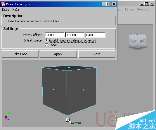 MAYA Polygons建模Edit Mesh命令集详解解释 脚本之家 MAYA建模教程34-poke-face.gif