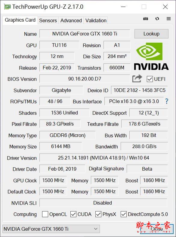 GPU-Z中显示的参数