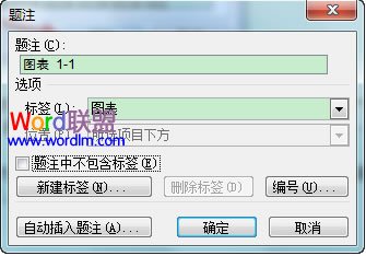 题注设置对话框