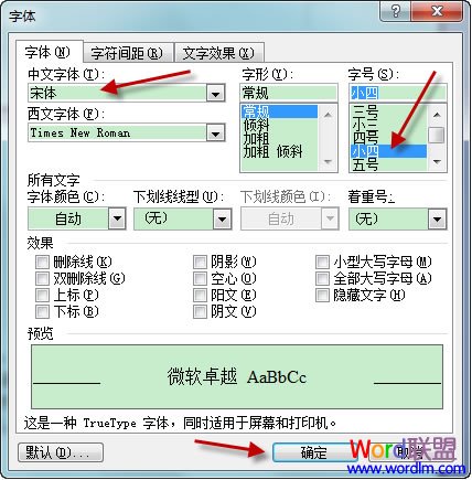 字体格式设置对话框