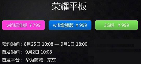 华为荣耀平板哪个版本好？wifi标准版/wifi增强版/3g版对比1