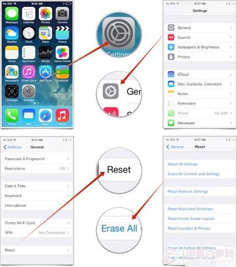 教你删除iPhone或iPad中全部数据内容1