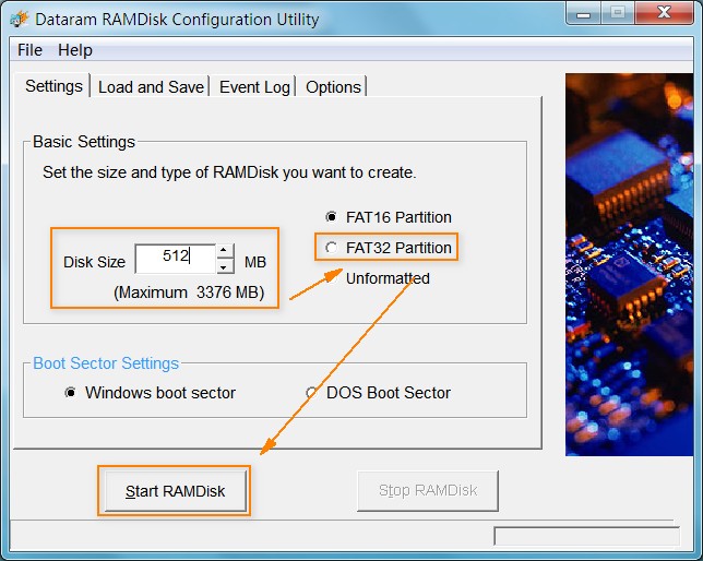 启动 Dataram RAMDisk