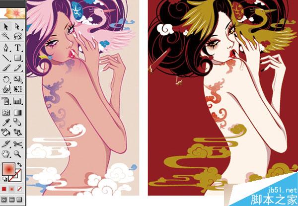 AI绘制潮流插画教程 脚本之家 AI实例教程