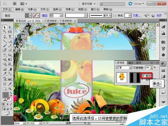 AI CS5蒙版功能制作果汁海报 脚本之家 AI实例教程