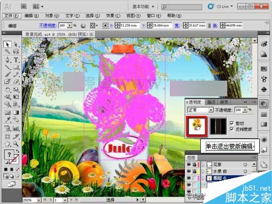 AI CS5蒙版功能制作果汁海报 脚本之家 AI实例教程