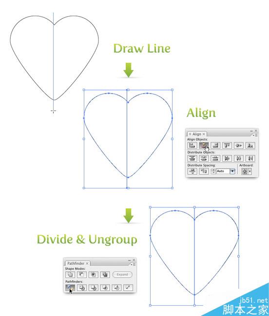 AI绘制漂亮四叶草 脚本之家 AI实例教程画线和分