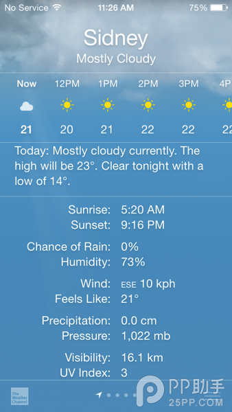 又一个iOS8 Beta3变化 天气应用界面底部增加天气总结