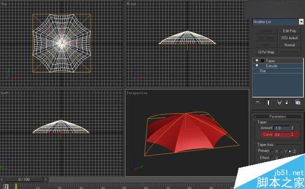 3DSMAX制作雨伞 脚本之家 3DSMAX建模教程