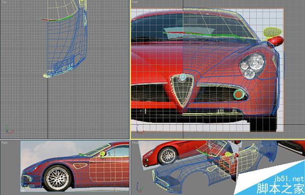 3dsmax打造阿尔法罗密欧敞篷跑车模型 脚本之家 3ds max建模教程