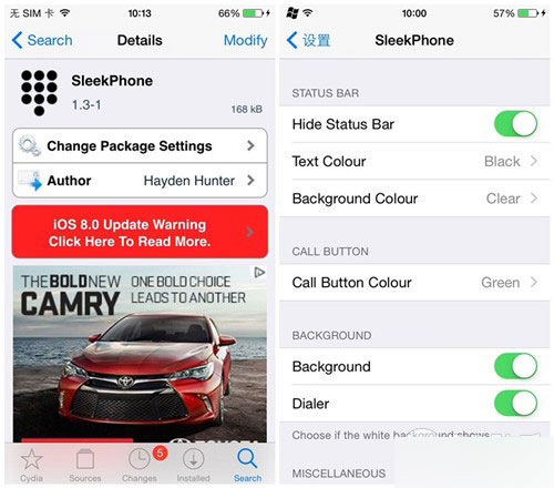 iOS8越狱美化插件sleekphone：拨号界面/数字透明化