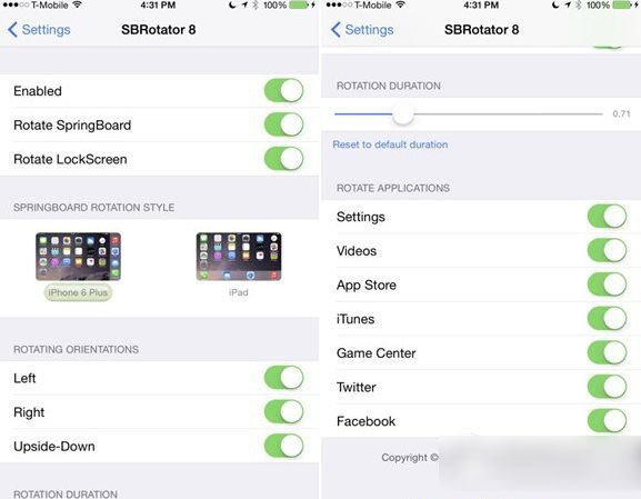 sbrotator怎么用？ios8越狱sbrotator8使用方法1