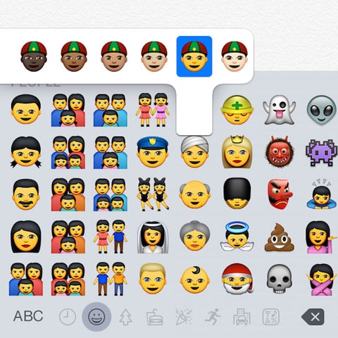苹果发布iOS8.3 beta2 表情符号可选肤色