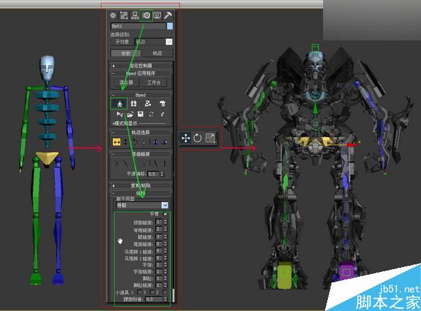 当大黄蜂遭遇钢铁侠制作解析 脚本之家 3DSMAX动画角色教程