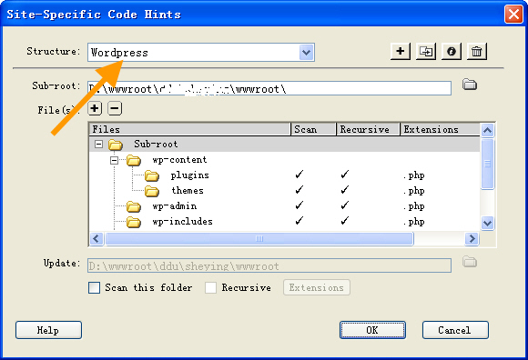 开启 Dreamweaver CS5 中 WordPress 代码提示功能