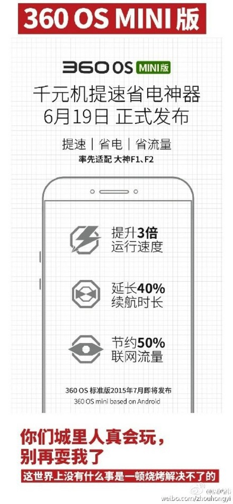 周鸿祎：360 OS mini将于11日正式发布  