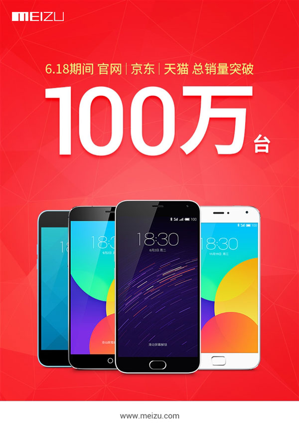 魅族晒618销量：100万台！