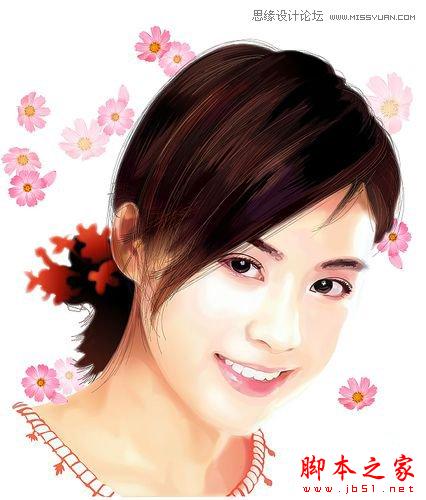 Illustrator网格工具绘制写实美女教程,脚本之家