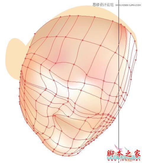 Illustrator网格工具绘制写实美女教程,脚本之家