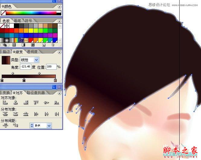 Illustrator网格工具绘制写实美女教程,脚本之家