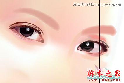 Illustrator网格工具绘制写实美女教程,脚本之家