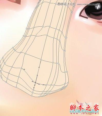 Illustrator网格工具绘制写实美女教程,脚本之家