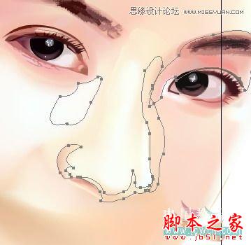 Illustrator网格工具绘制写实美女教程,脚本之家