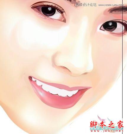 Illustrator网格工具绘制写实美女教程,脚本之家