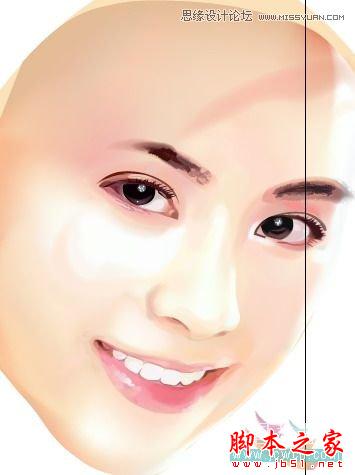 Illustrator网格工具绘制写实美女教程,脚本之家