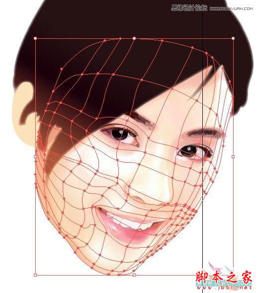 Illustrator网格工具绘制写实美女教程,脚本之家