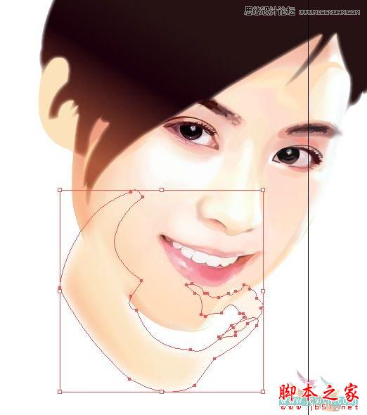 Illustrator网格工具绘制写实美女教程,脚本之家