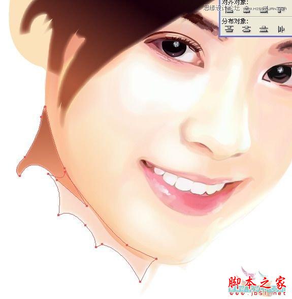 Illustrator网格工具绘制写实美女教程,脚本之家