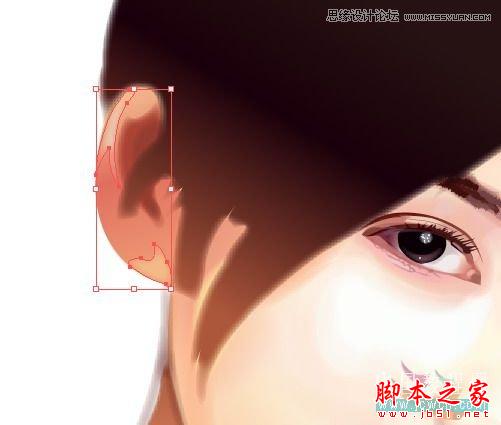 Illustrator网格工具绘制写实美女教程,脚本之家