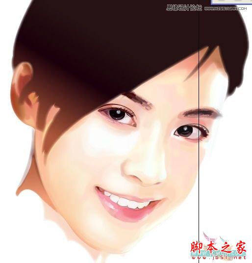 Illustrator网格工具绘制写实美女教程,脚本之家