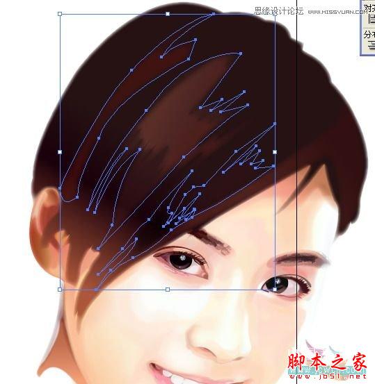 Illustrator网格工具绘制写实美女教程,脚本之家