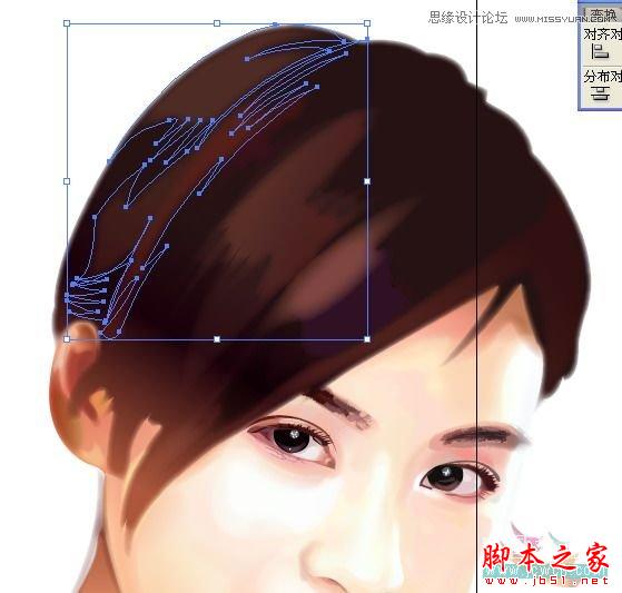 Illustrator网格工具绘制写实美女教程,脚本之家
