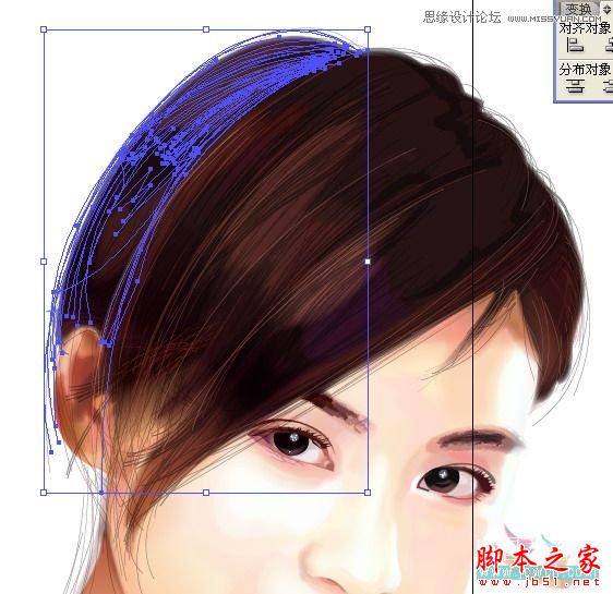 Illustrator网格工具绘制写实美女教程,脚本之家