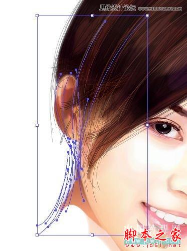 Illustrator网格工具绘制写实美女教程,脚本之家