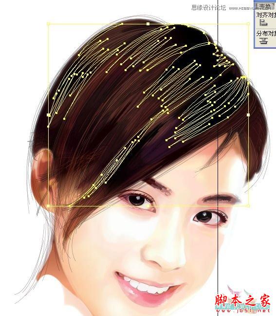 Illustrator网格工具绘制写实美女教程,脚本之家