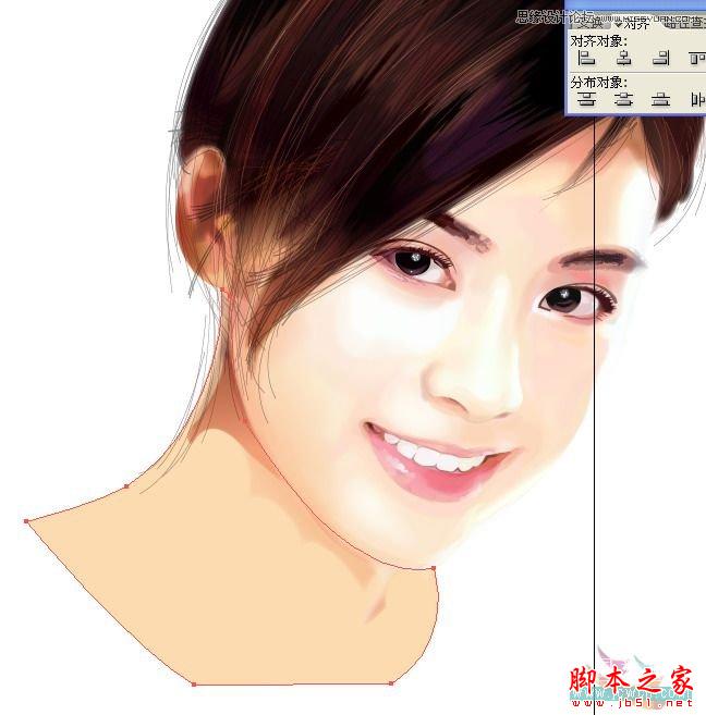Illustrator网格工具绘制写实美女教程,脚本之家