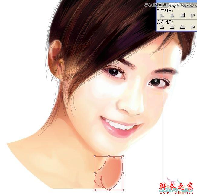 Illustrator网格工具绘制写实美女教程,脚本之家