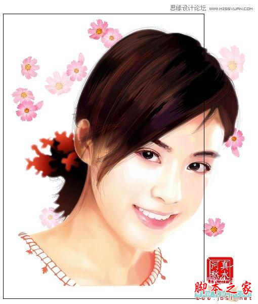 Illustrator网格工具绘制写实美女教程,脚本之家