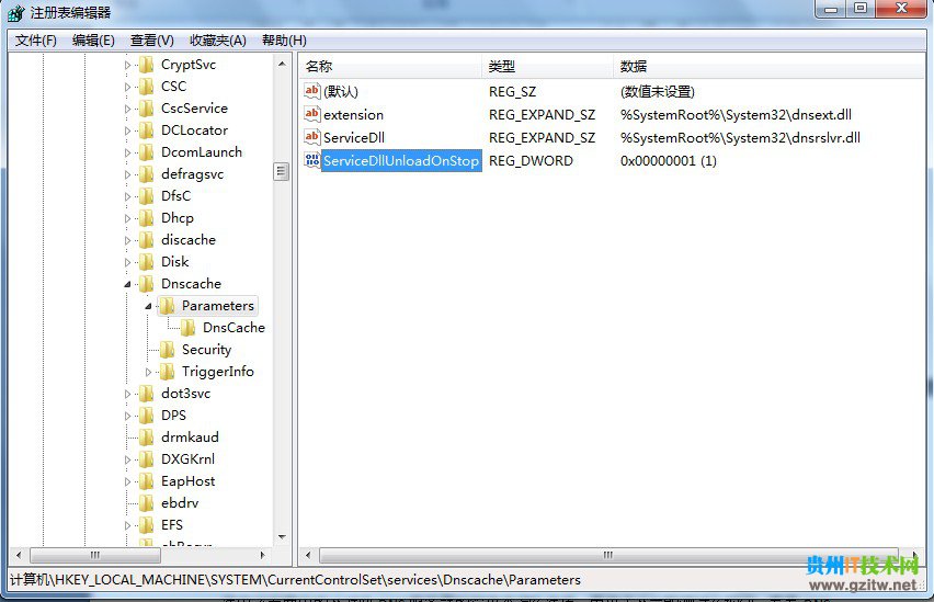 Parameters子键